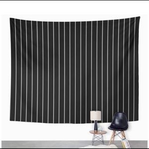 Black and white pinstripe tapestry